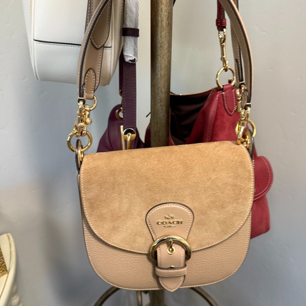 COACH KLEO Hand/Shoulder/Crossbody Bag in Pebble Leather & Suede